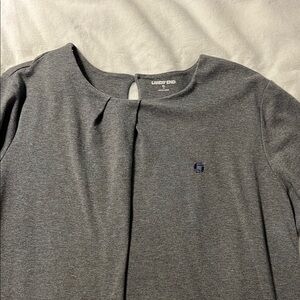 Chase branded Lands' End Charcoal Gray Pleated Neck Top